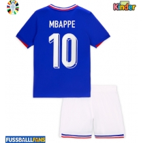 Frankreich Kylian Mbappe #10 Heimtrikotsatz Kinder EM 2024 Kurzarm (+ Kurze Hosen)